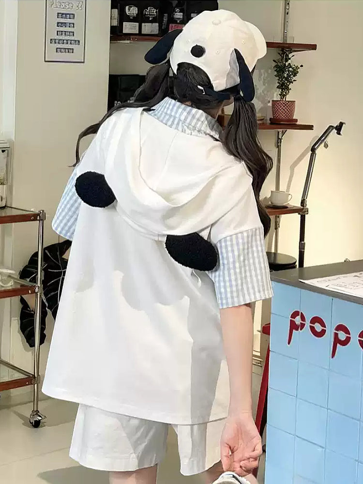 Milk Puppy Plaid Hoodie Tee-Tops-ntbhshop