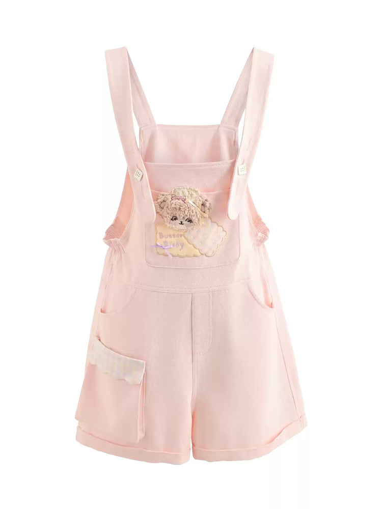 Bakery Bear Overall Shorts-Bottoms-ntbhshop
