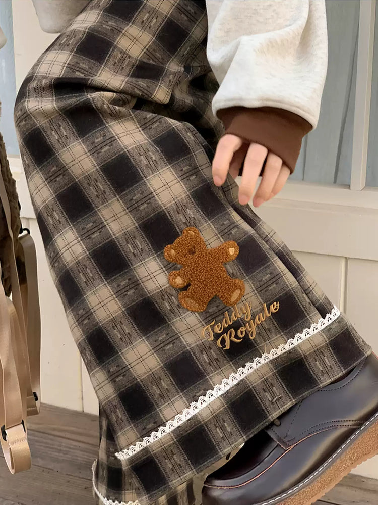 Teddy Royale Brown Plaid Pants-Bottoms-ntbhshop