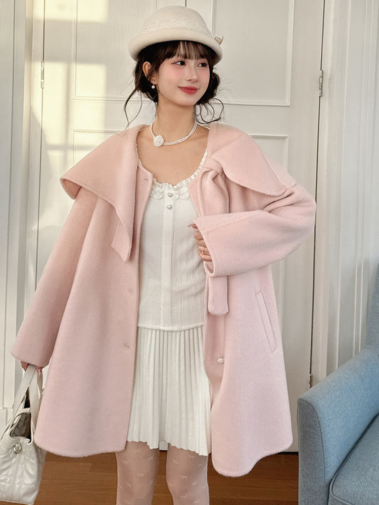 Rose Meringue Woolen Coat-ntbhshop