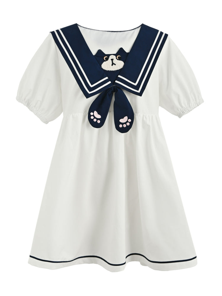 Milk Cat Sailor Dress-Dresses-ntbhshop