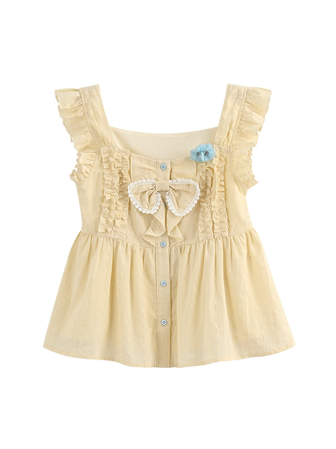 Buttercream Lace Bow Top-Tops-ntbhshop