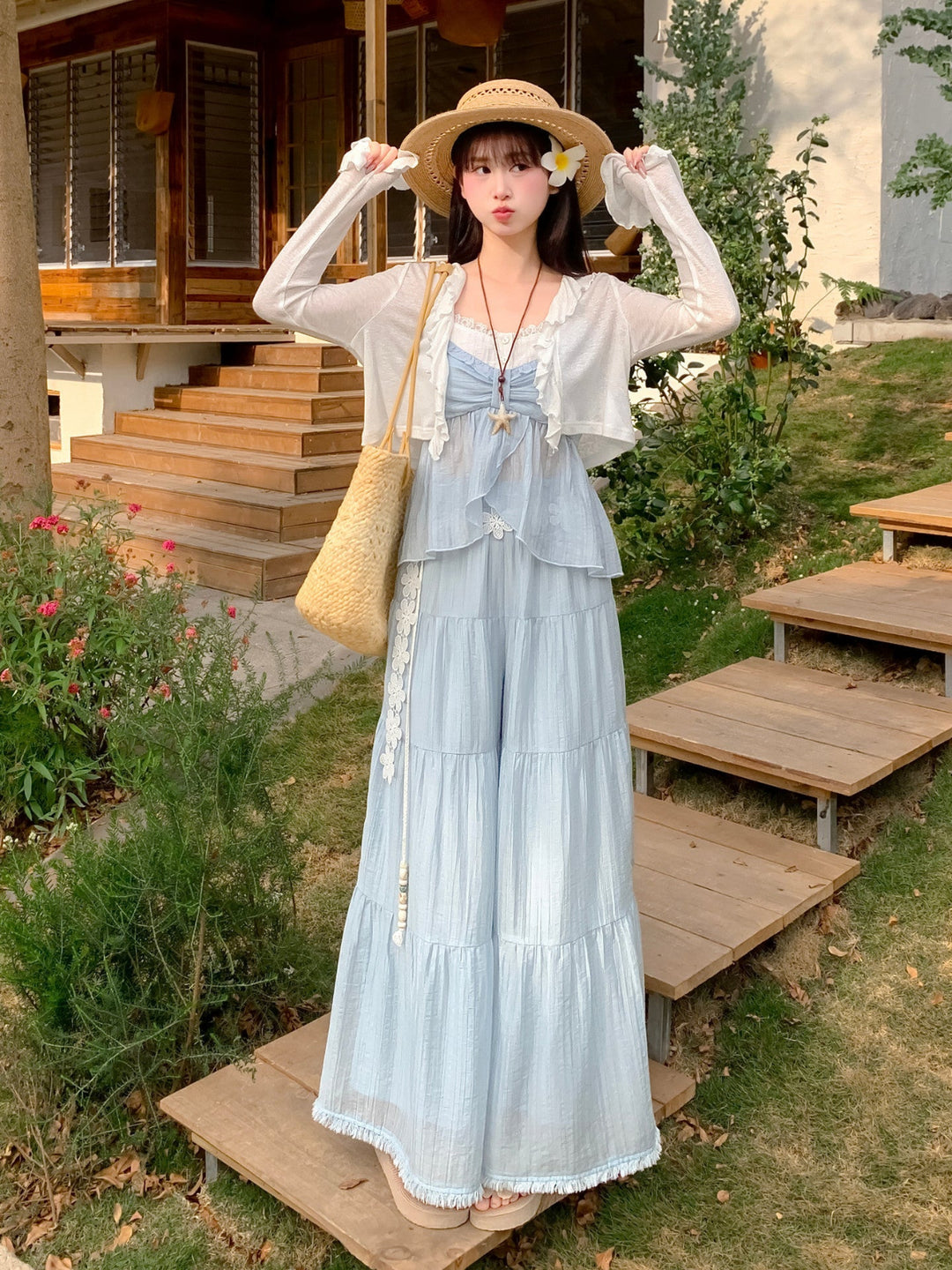 Skyveil Ruffle Sheer Cardigan-Outerwear-ntbhshop