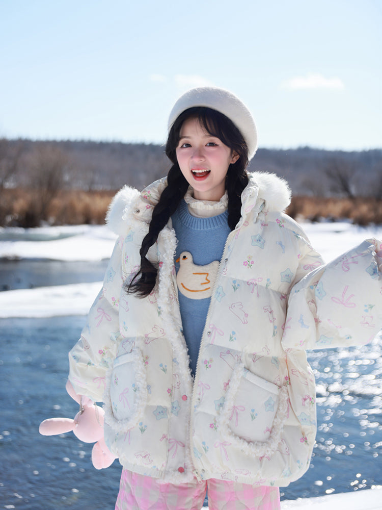 Bunny Meadow Dream Puffer Jacket-ntbhshop