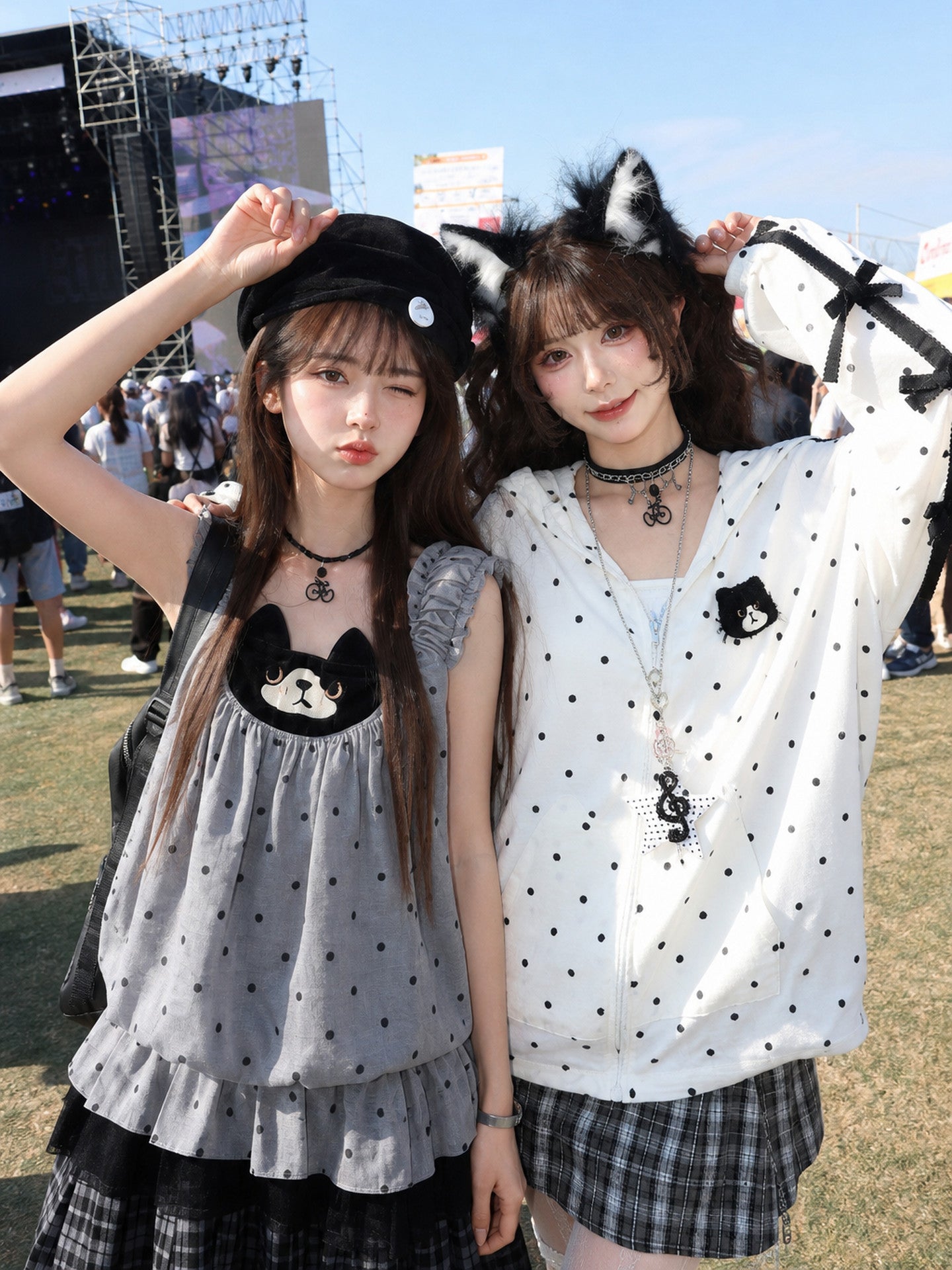 Milk Cat Dot Sun Jacket-Outerwear-ntbhshop