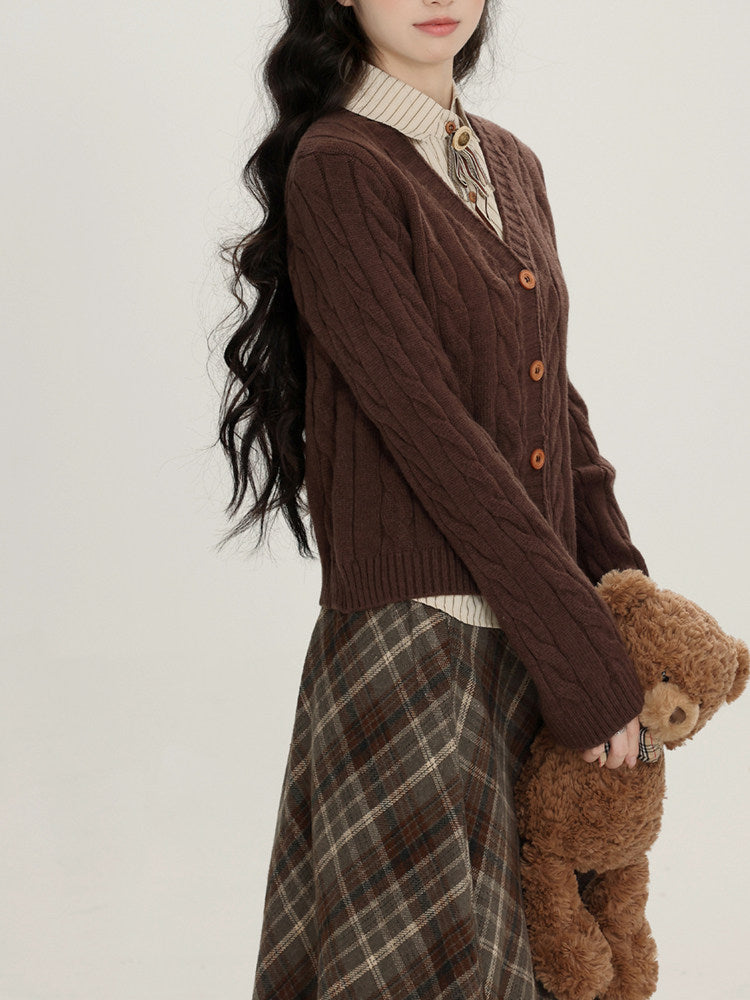 Autumn Poetry Cardigan Top & Midi Skirt-Sets-ntbhshop