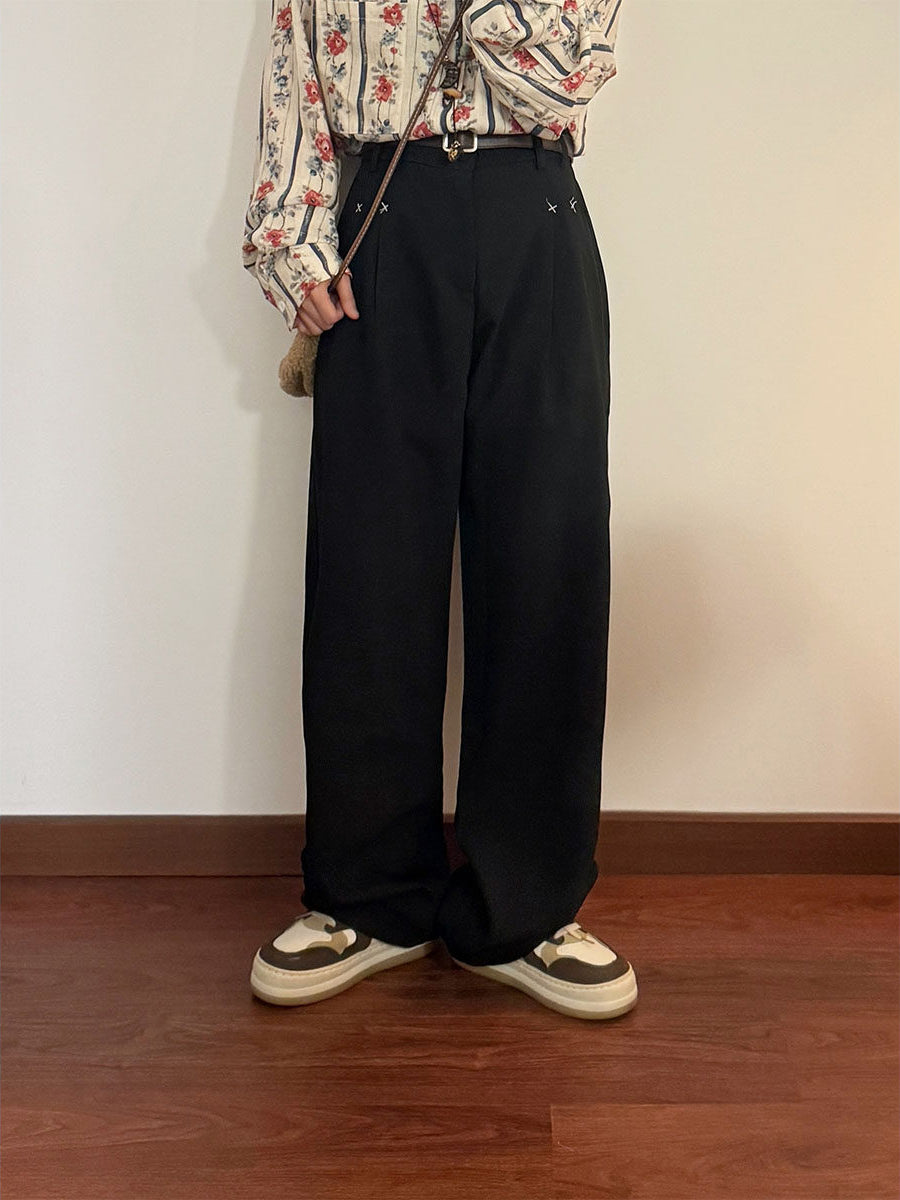 Spine Seam Pleated Pants-Bottoms-ntbhshop