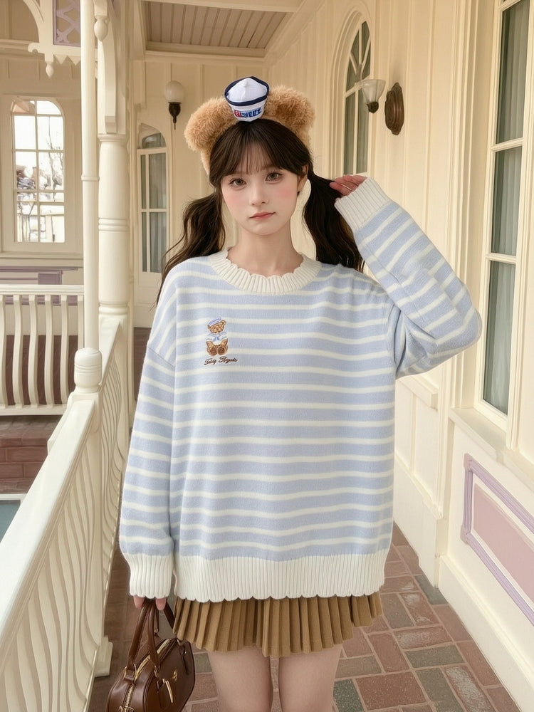 Teddy Royale Stripe Knit Sweater-ntbhshop