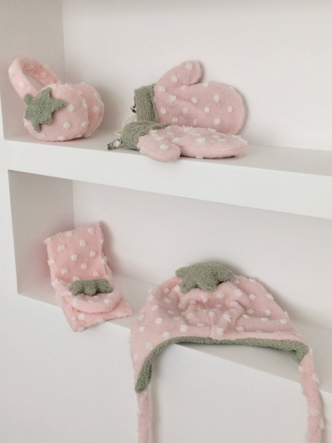 Strawberry Dot Plush Winter Accessories-ntbhshop