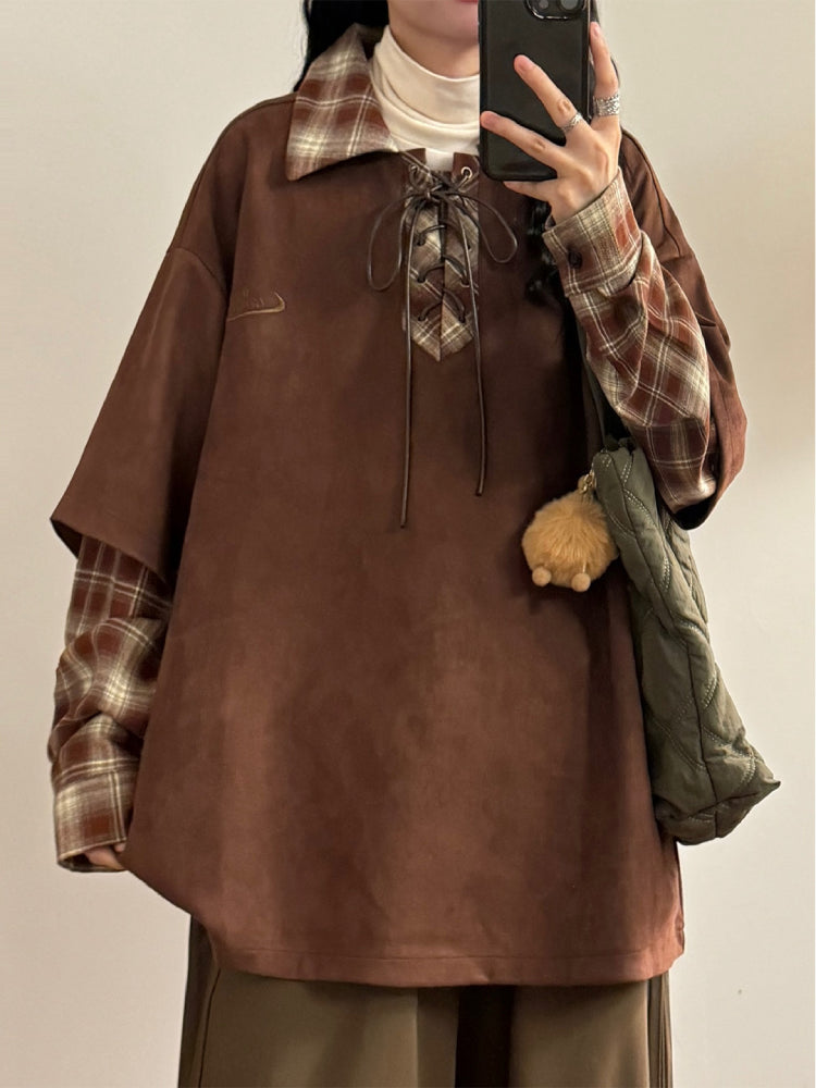 Plaid Sketch Unisex Layer Sweatshirt-ntbhshop