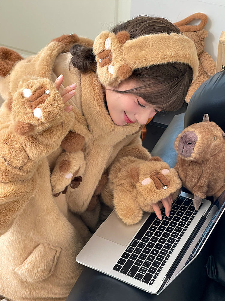 Capybara Cloud Hug Scarf, Earmuffs & Gloves-ntbhshop