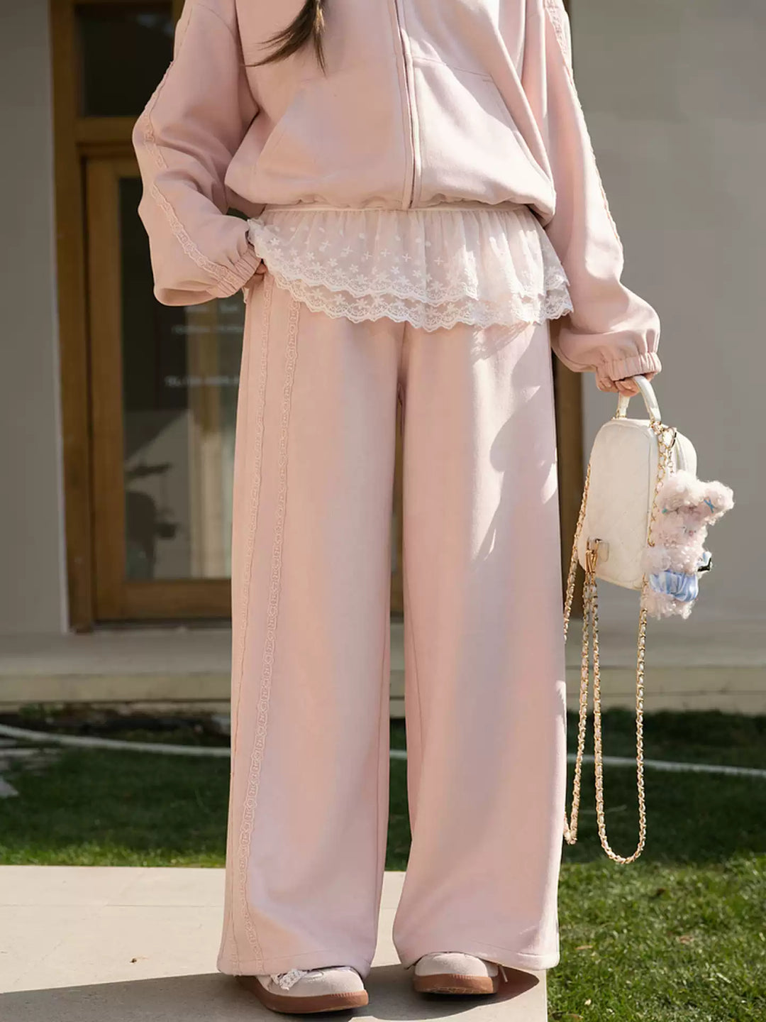 Rose Drift Lace Sweatpants-Bottoms-ntbhshop