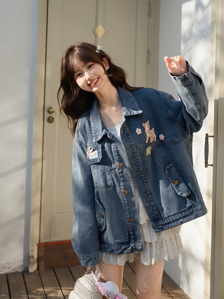 Dear Bambi Denim Jacket-Outerwear-ntbhshop