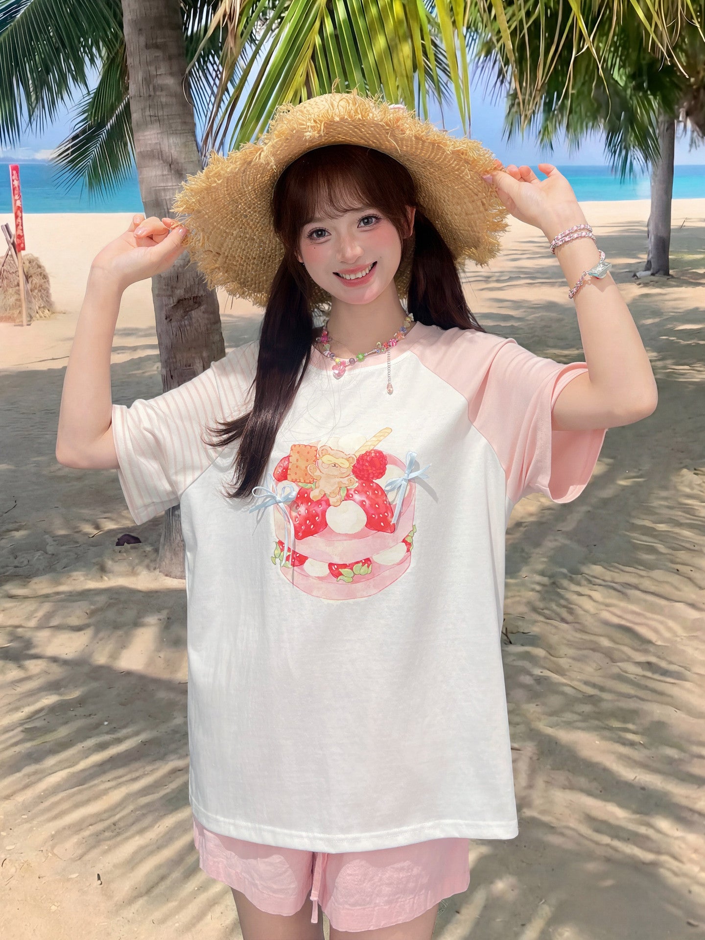 Strawberry Cake Raglan Tee-Tops-ntbhshop