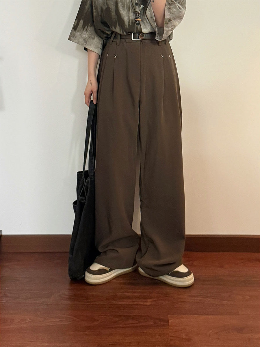 Spine Seam Pleated Pants-Bottoms-ntbhshop