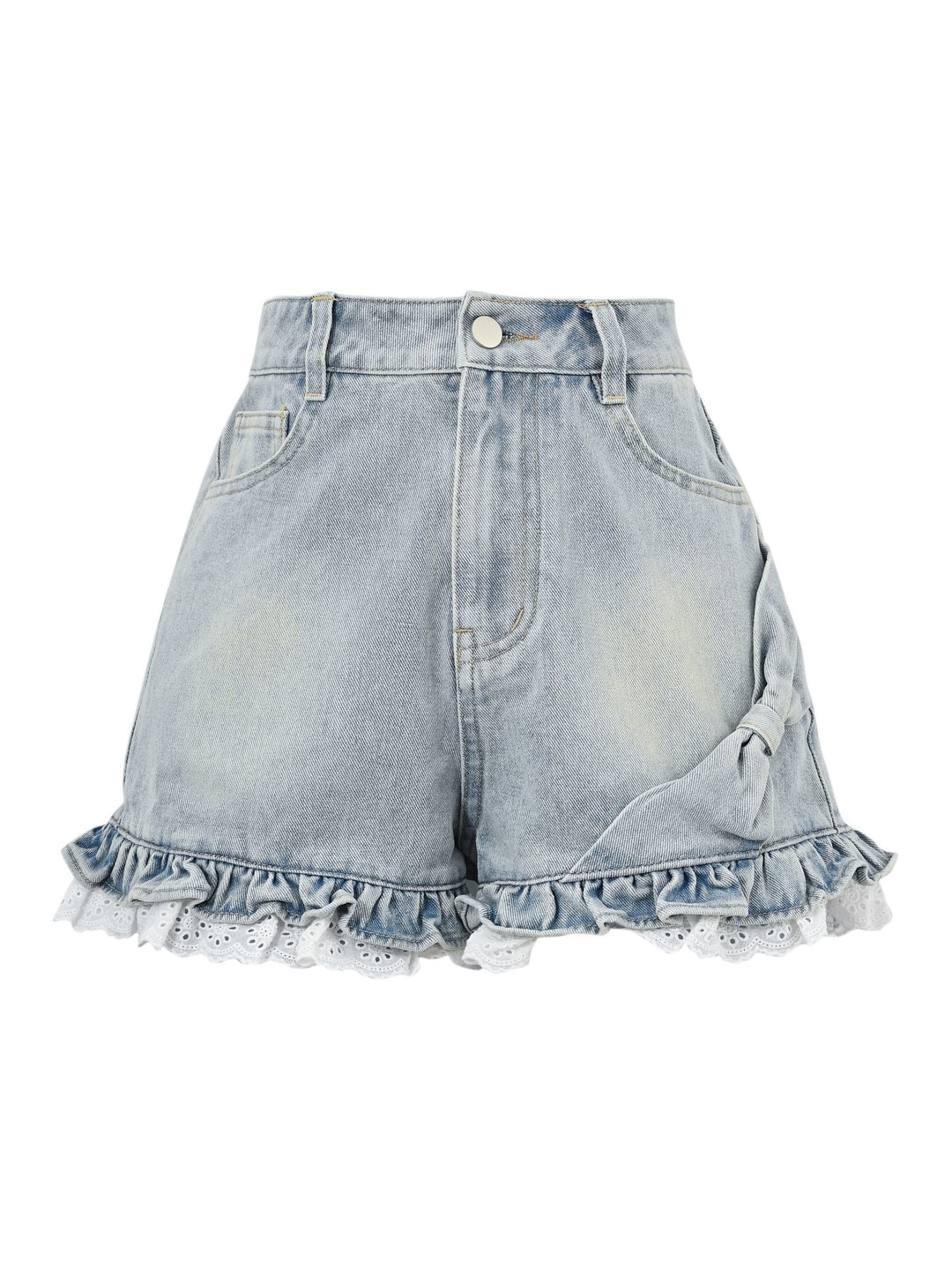 Cloud Ribbon Denim Shorts-Bottoms-ntbhshop