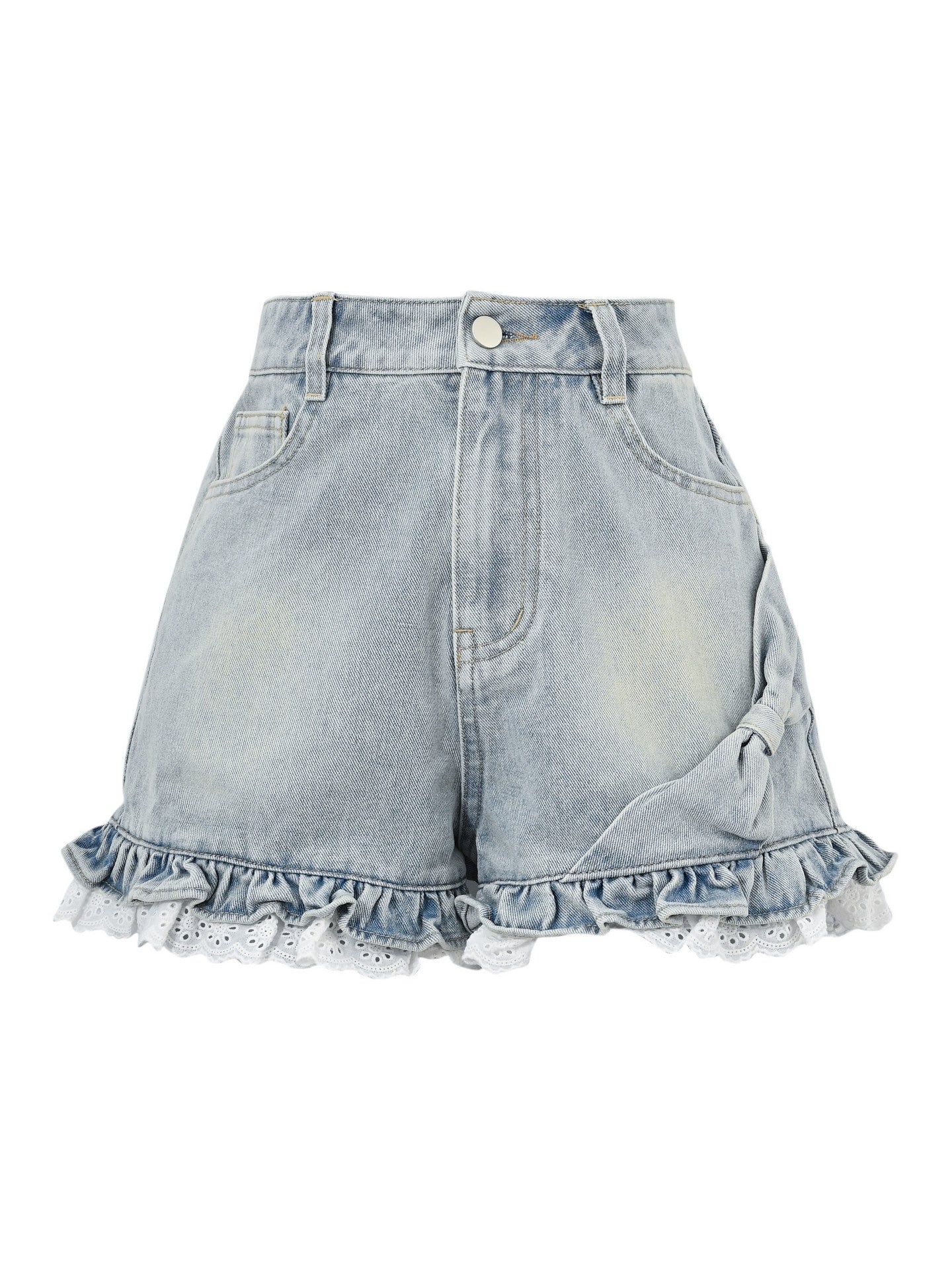 Cloud Ribbon Denim Shorts-Bottoms-ntbhshop