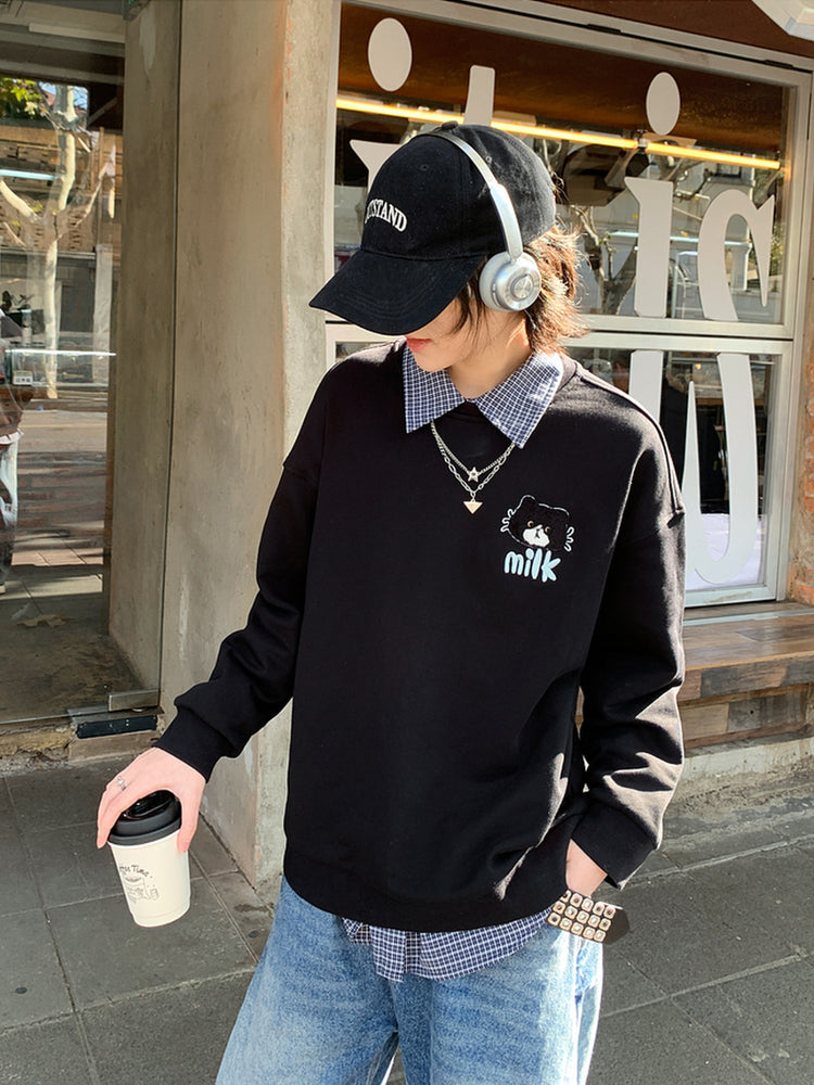 Milk Cat Unisex Fleece Sweatshirts-Tops-ntbhshop