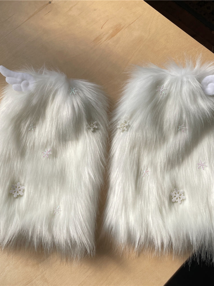Snow Angel Wing Fluff Leg Warmers-ntbhshop
