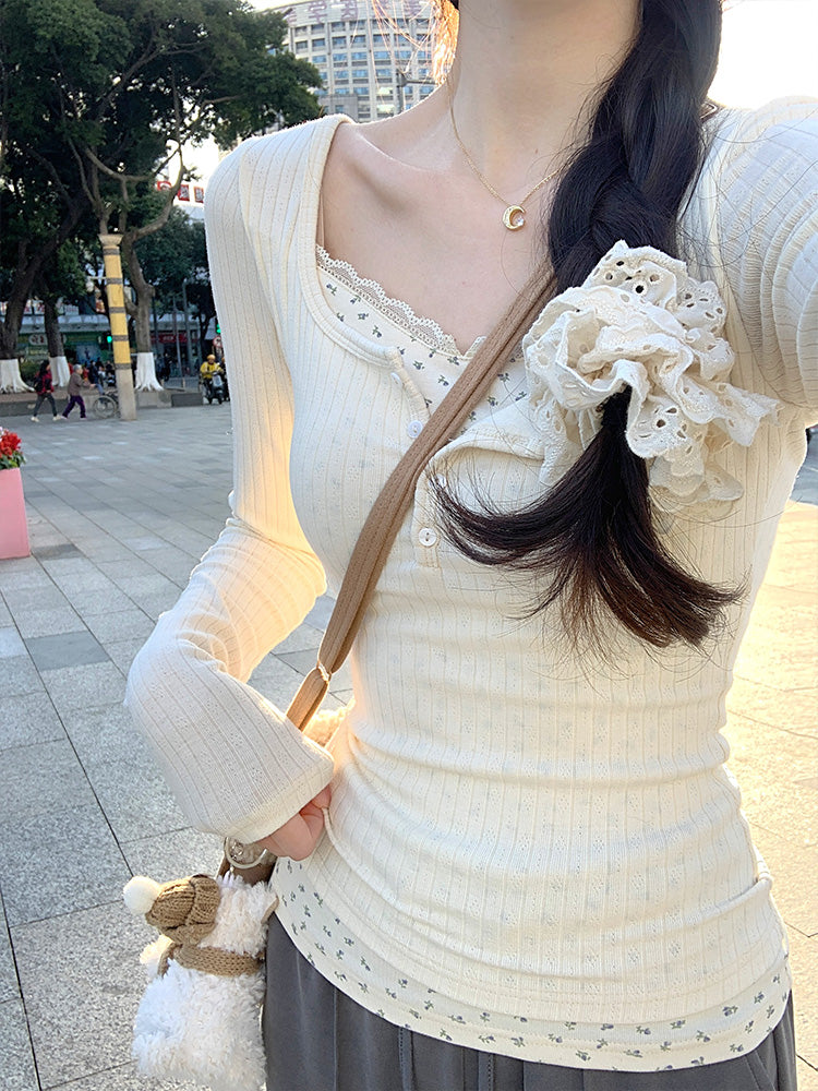 Soft Bloom Lace Slim Tops-ntbhshop