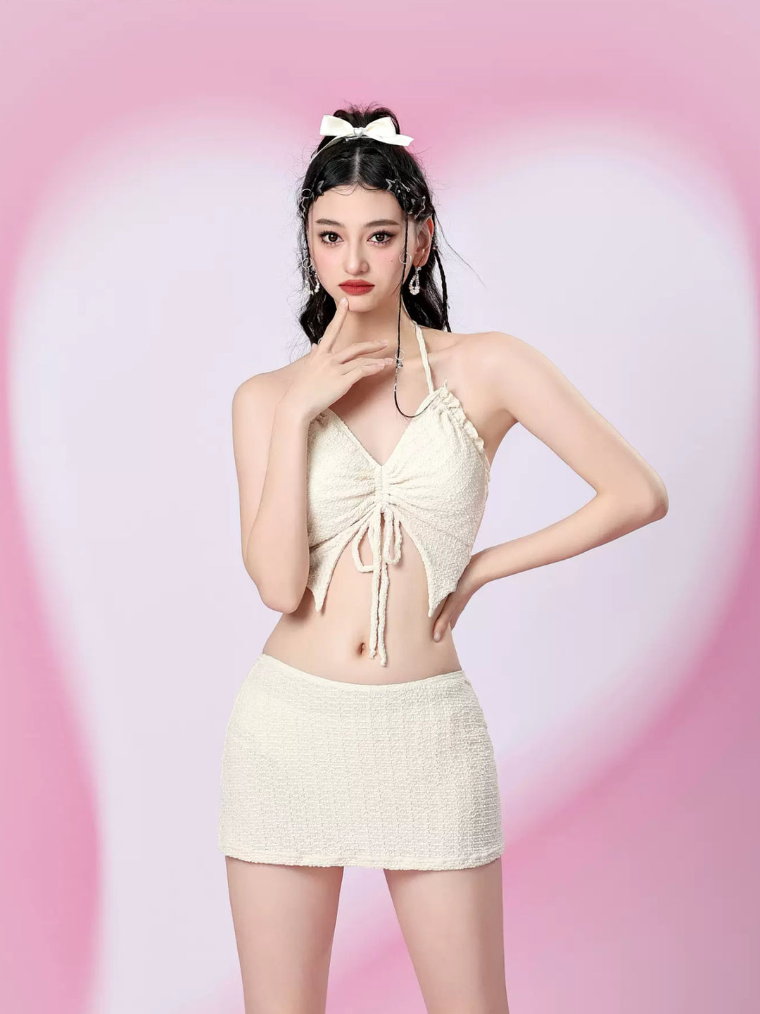 French Backless Three Piece Bikini Set-ntbhshop