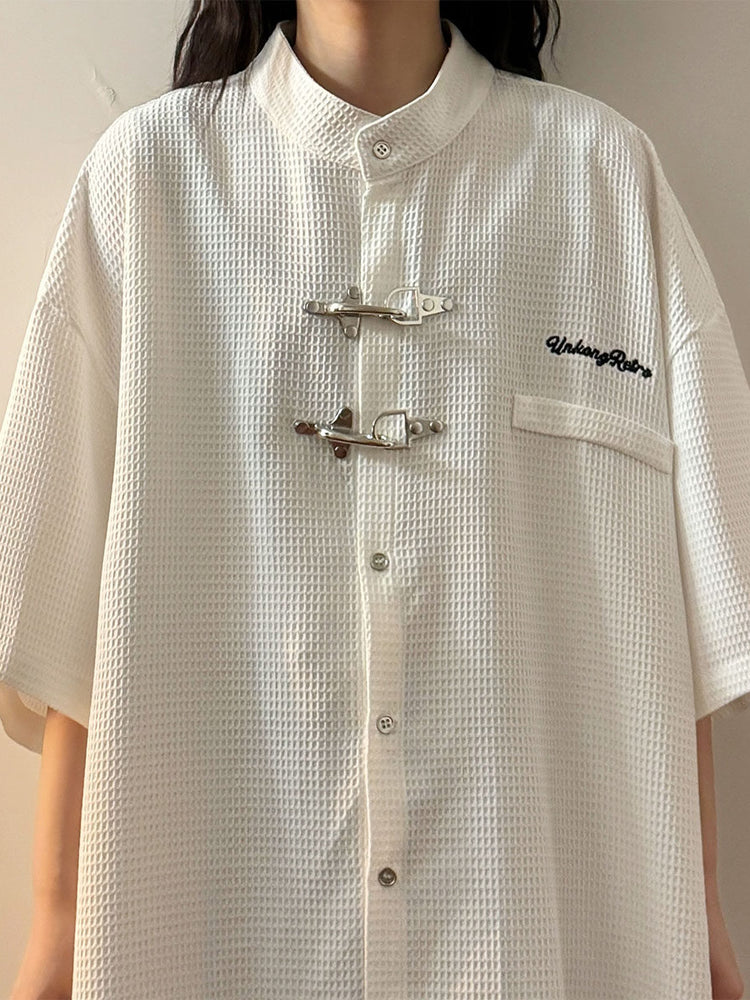 Crimson Toggle Waffle Shirts-Tops-ntbhshop