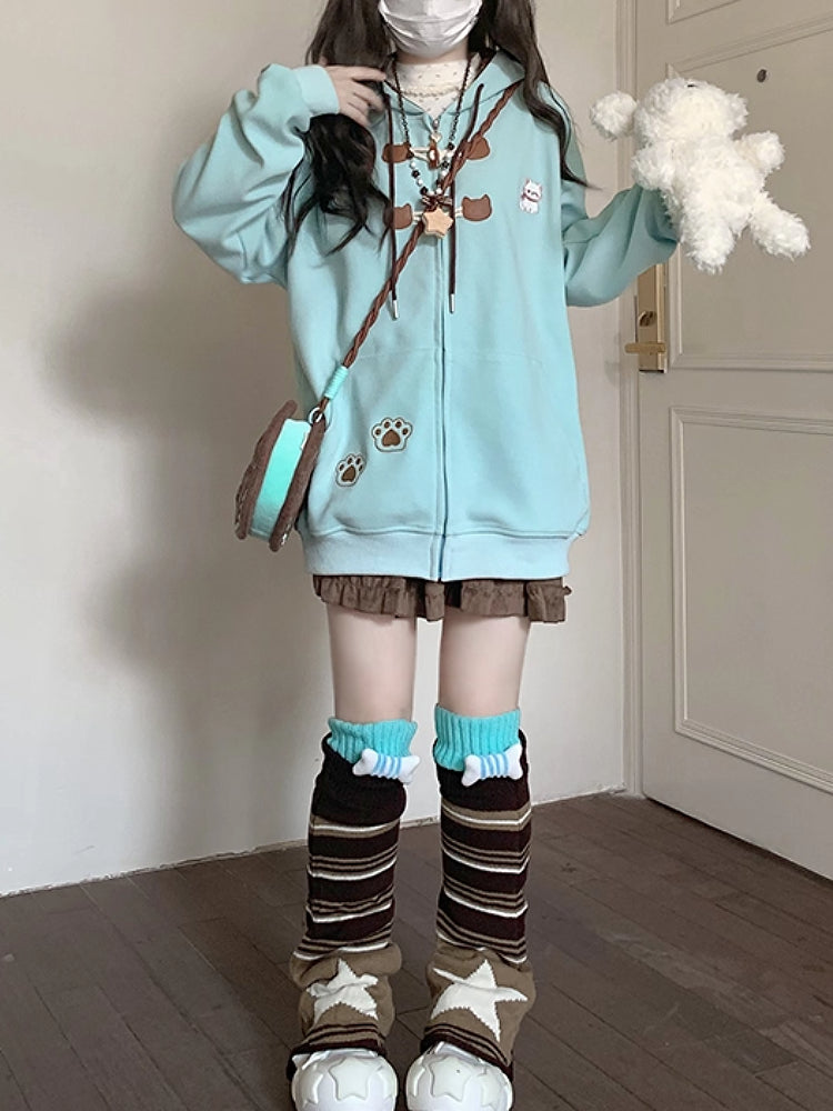 Chocomint Cat Oversize Hooded Jacket-ntbhshop