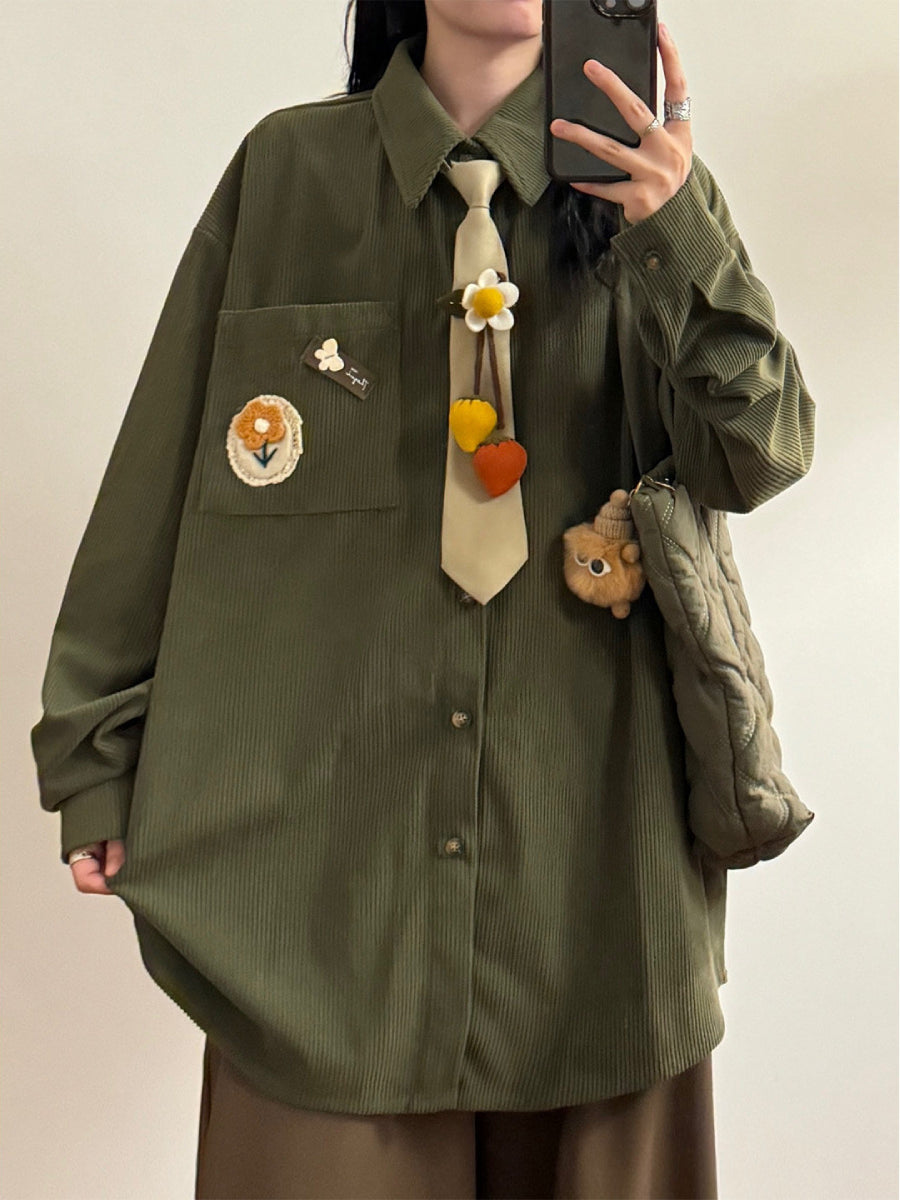 Moss Garden Corduroy Tie Shirts-Tops-ntbhshop