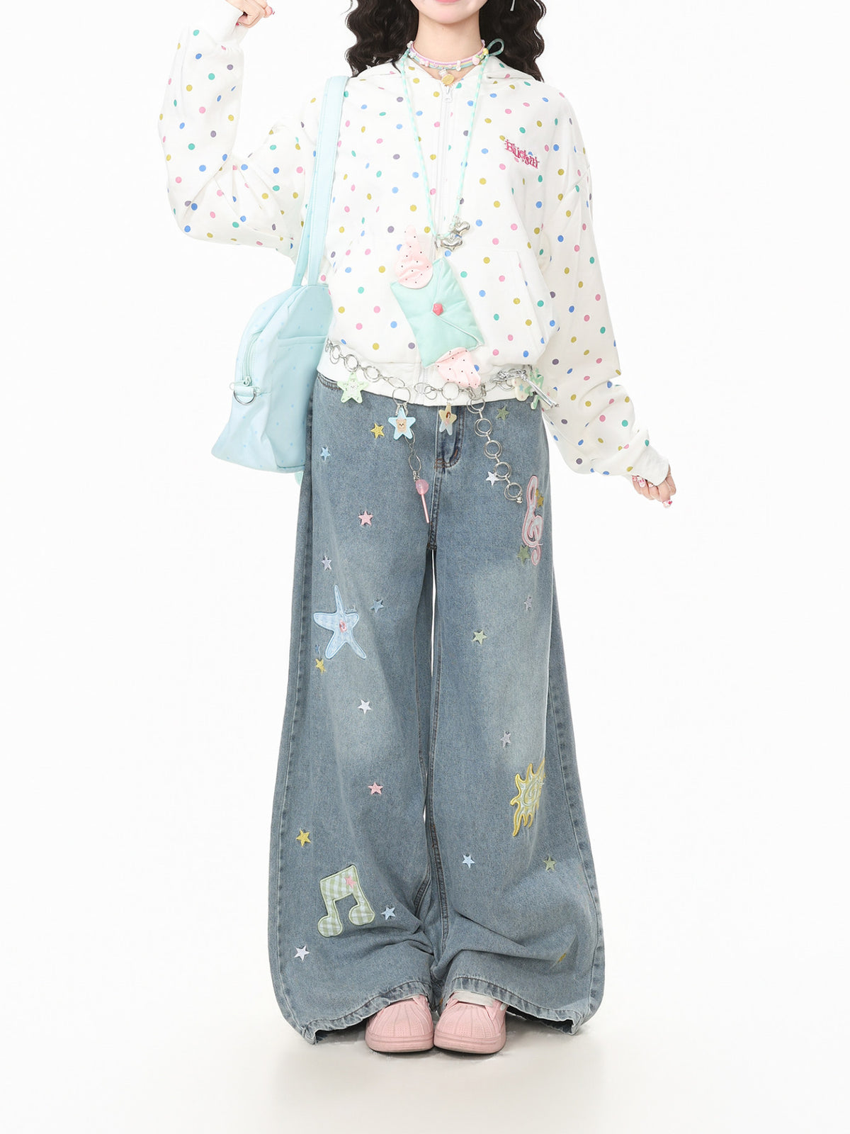Rainbow Dot Hooded Jacket-Outerwear-ntbhshop