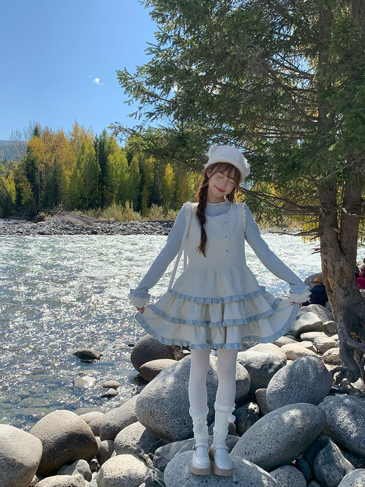 Snowberry Blue Base Top & Tier Dress-Sets-ntbhshop