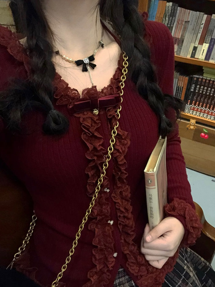 Heart Roll Ballet Knit Blouses-ntbhshop