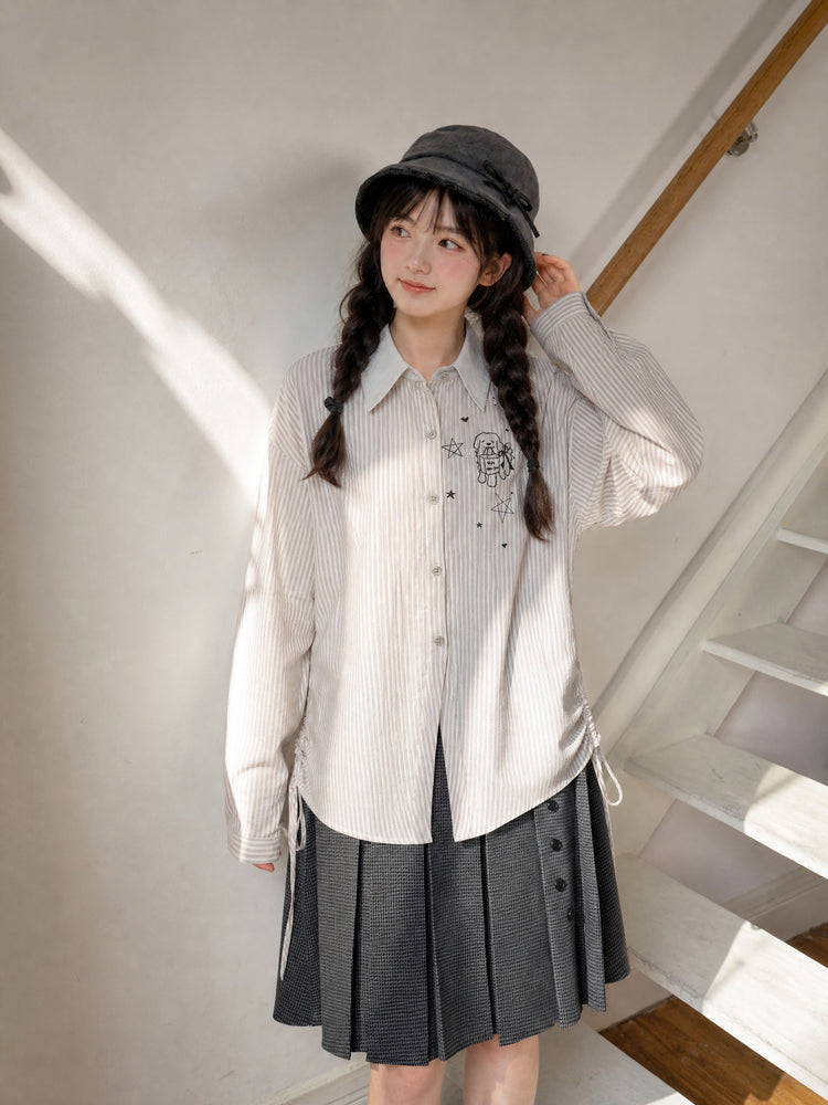 Puppy Stripey Cotton Shirt-Tops-ntbhshop