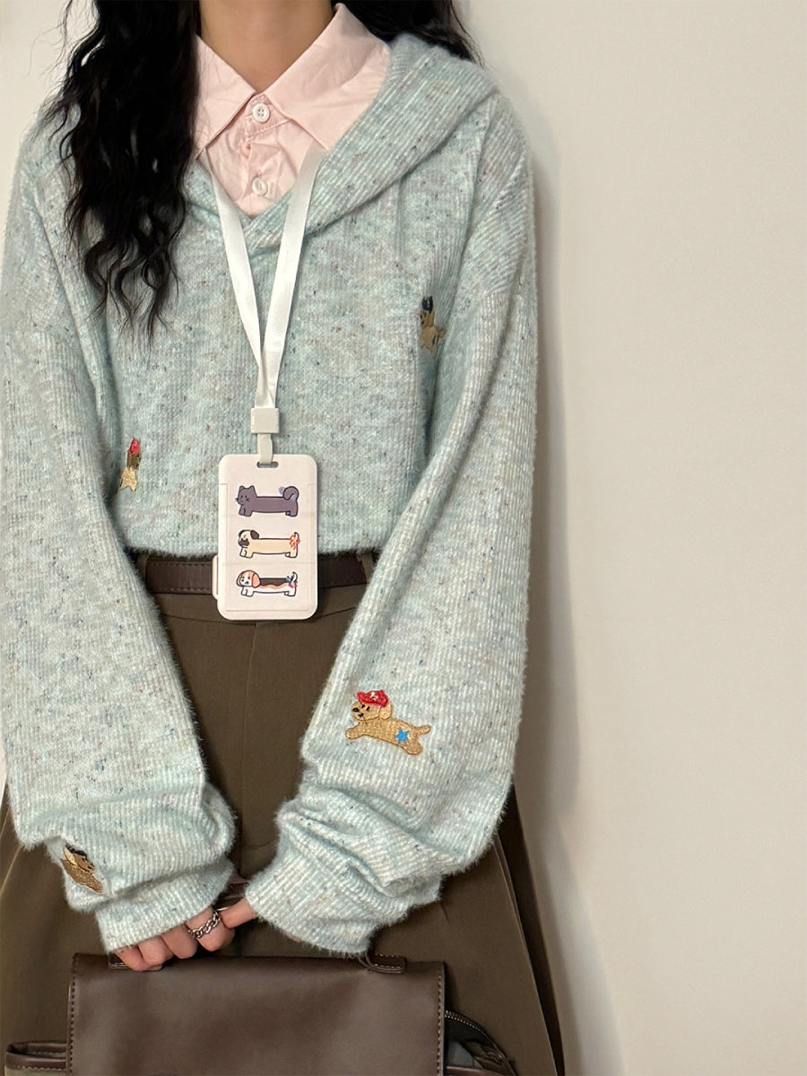 Soft Puppy Knit Hoodies-Tops-ntbhshop