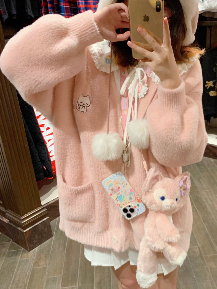 Pastel Purr Fluffy Knit Cardigans-ntbhshop