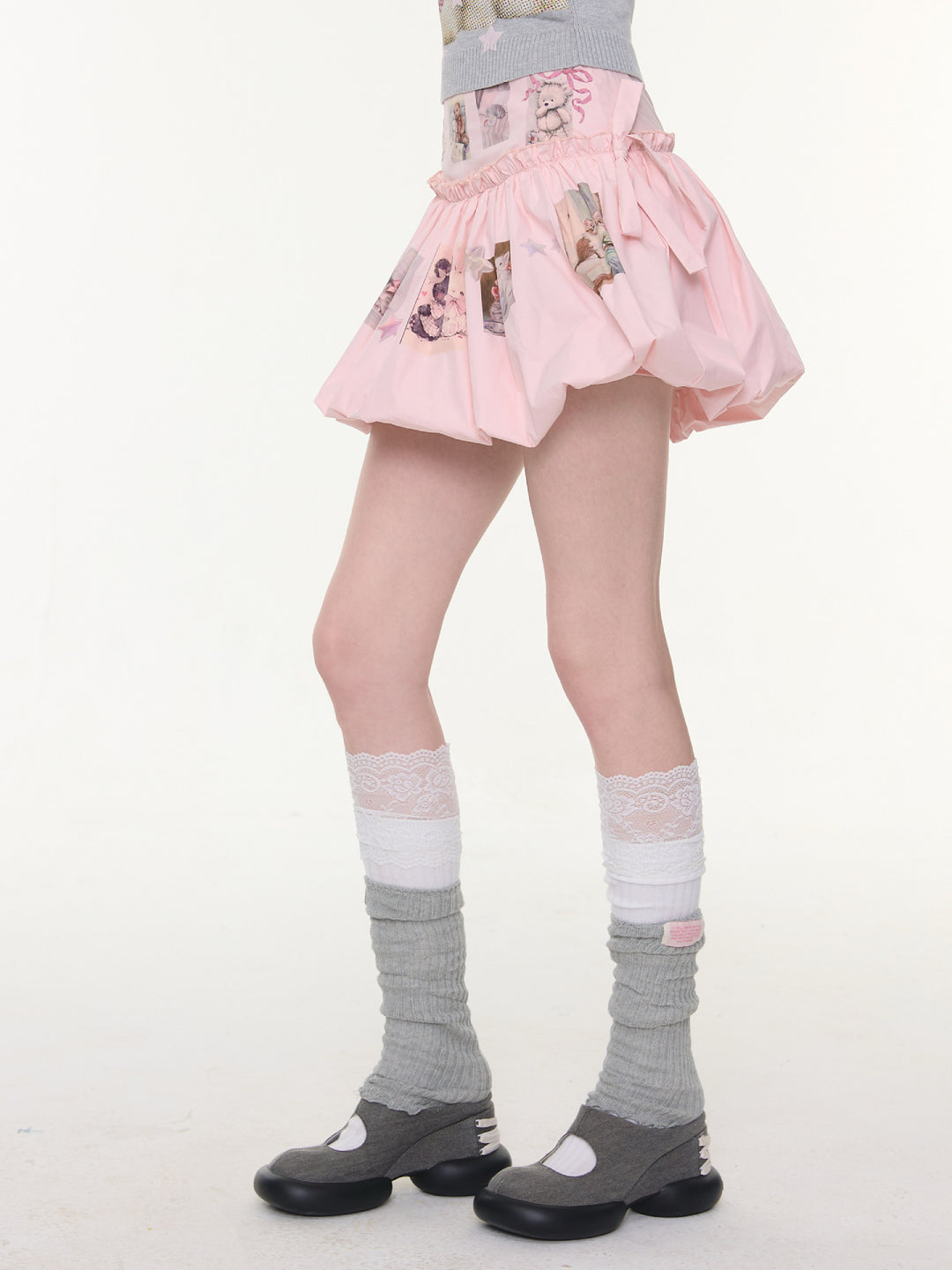 Pink Postcard Bubble Skirt-Bottoms-ntbhshop