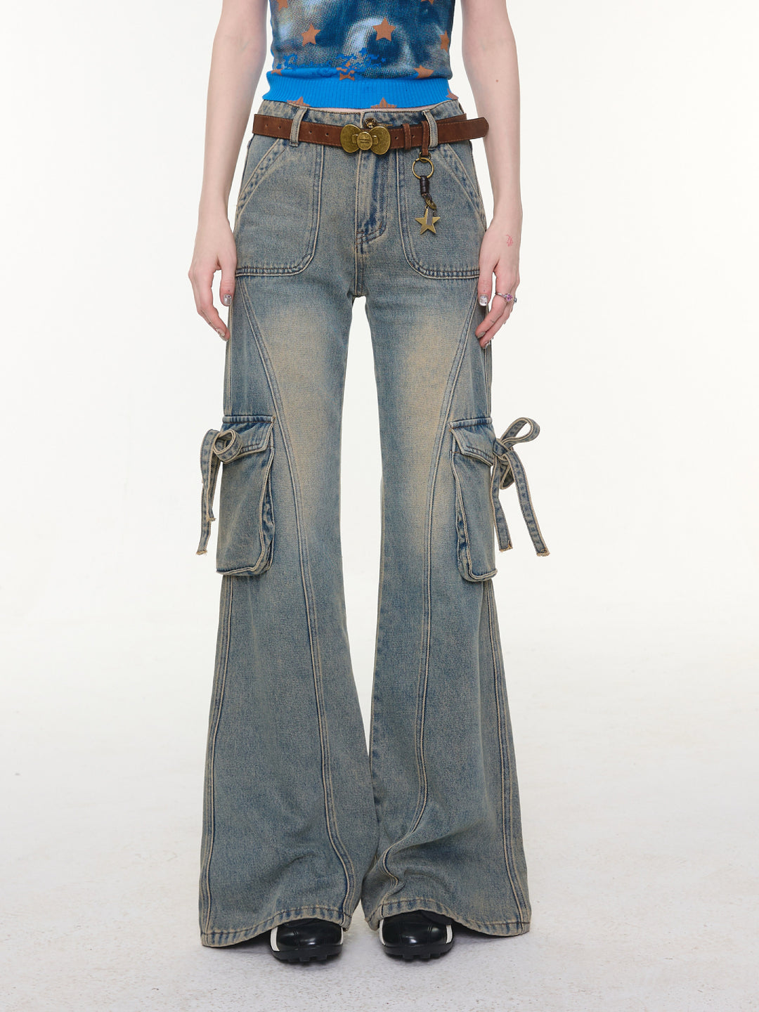 Bow Pocket Bootcut Jeans-Bottoms-ntbhshop