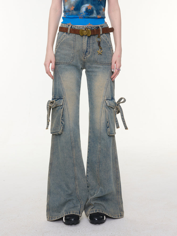 Bow Pocket Bootcut Jeans-Bottoms-ntbhshop