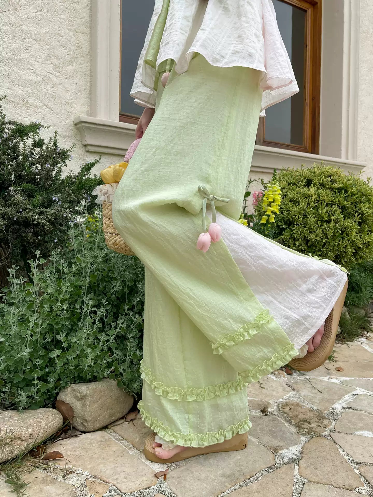 Tulip Bloom Wide Leg Pants-Bottoms-ntbhshop