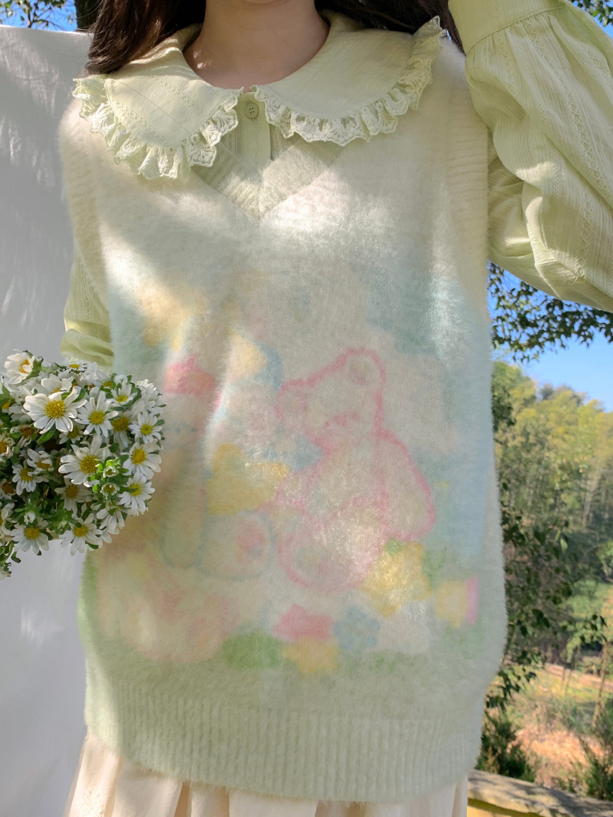 Garden Bear Knit Vest-Outerwear-ntbhshop