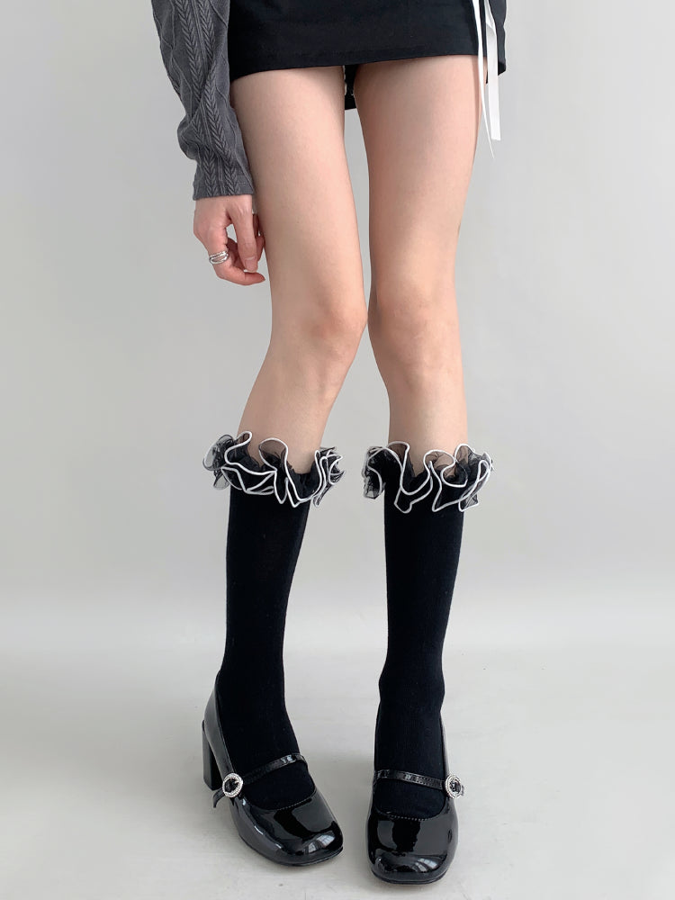 Moonlit Sonata Frill Contrast Socks-ntbhshop