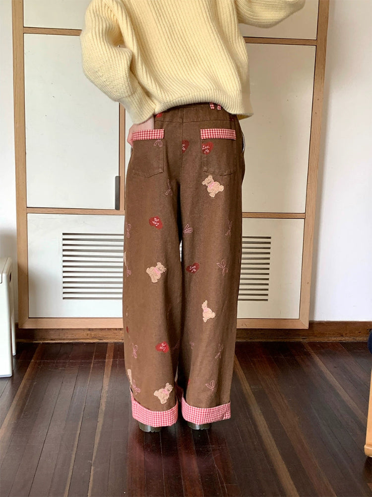 Plaid Cuff Patchwork Jeans-ntbhshop