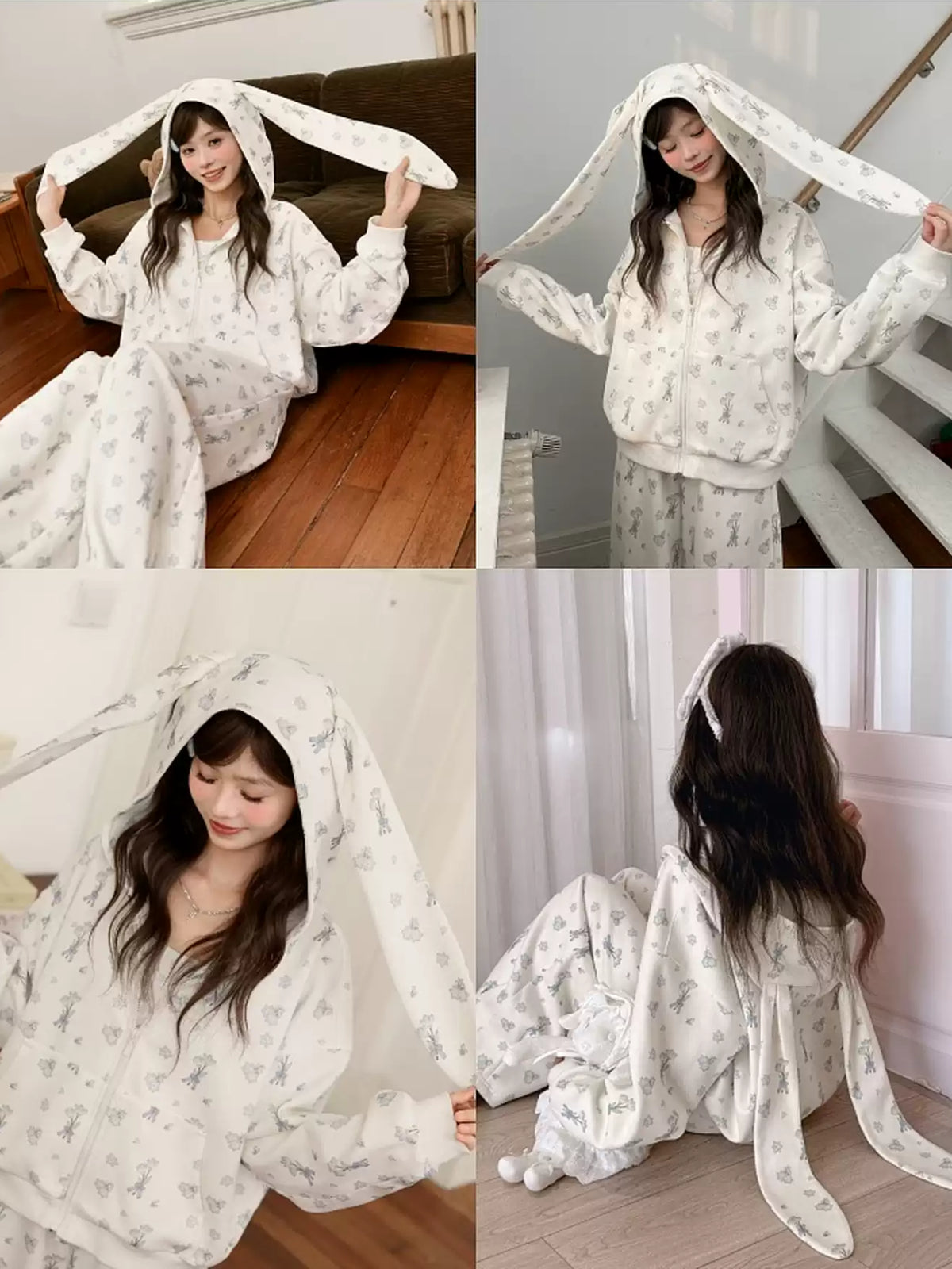 Milk Bunny Home Sweat Jacket & Sweatpants-Sets-ntbhshop