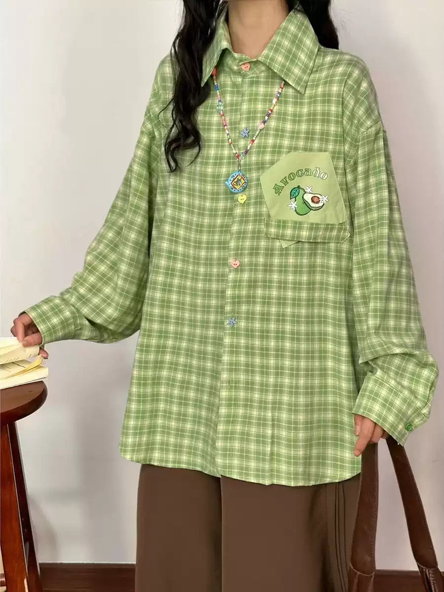 Fruit Pop Whimsy Plaid Shirts-Tops-ntbhshop