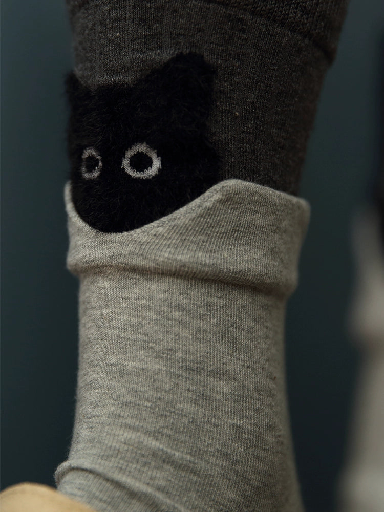 Peek-a-Boo Collar Flip Crew Socks-ntbhshop