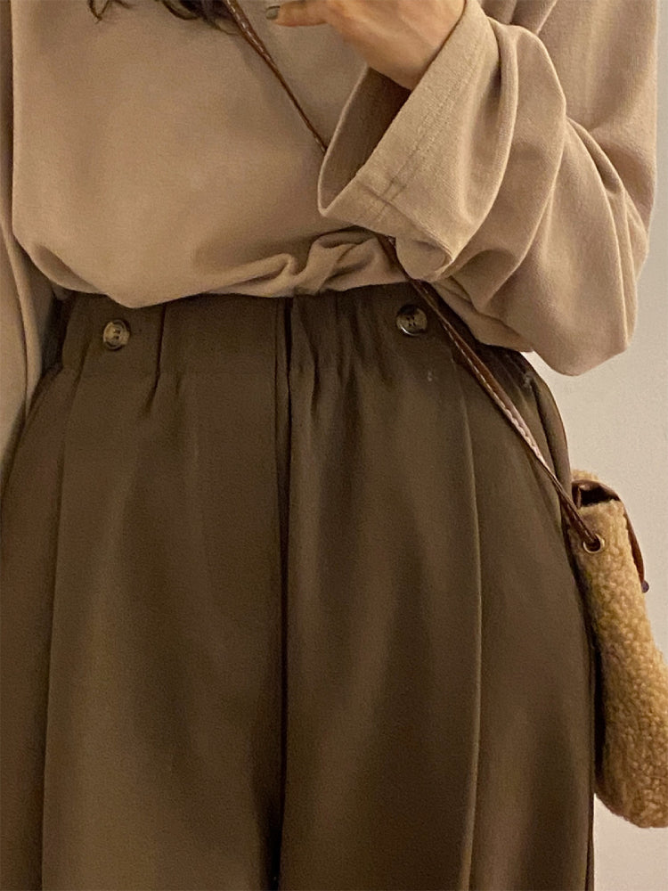 Falling Leaves Drape Pleated Pants-ntbhshop