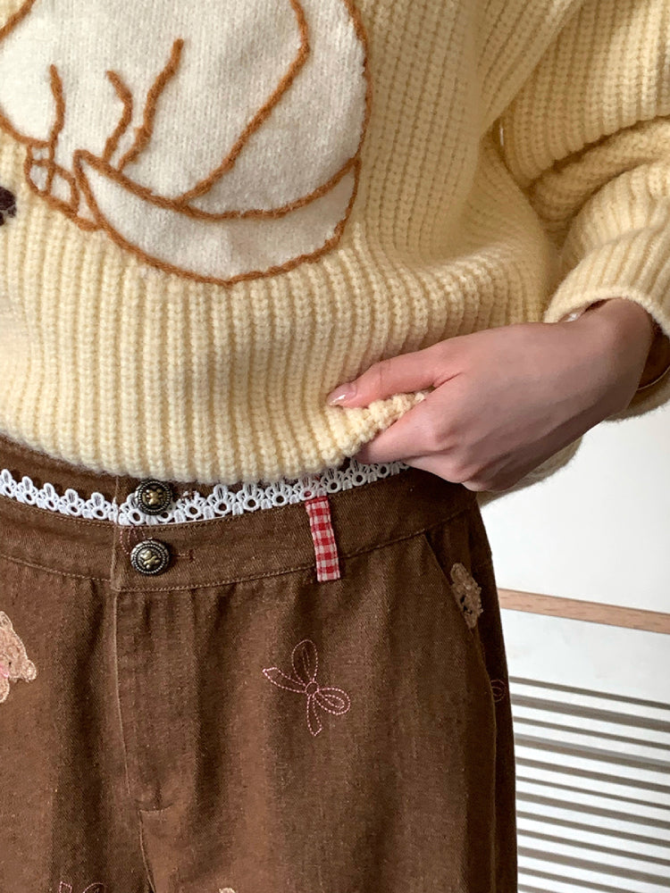 Plaid Cuff Patchwork Jeans-ntbhshop