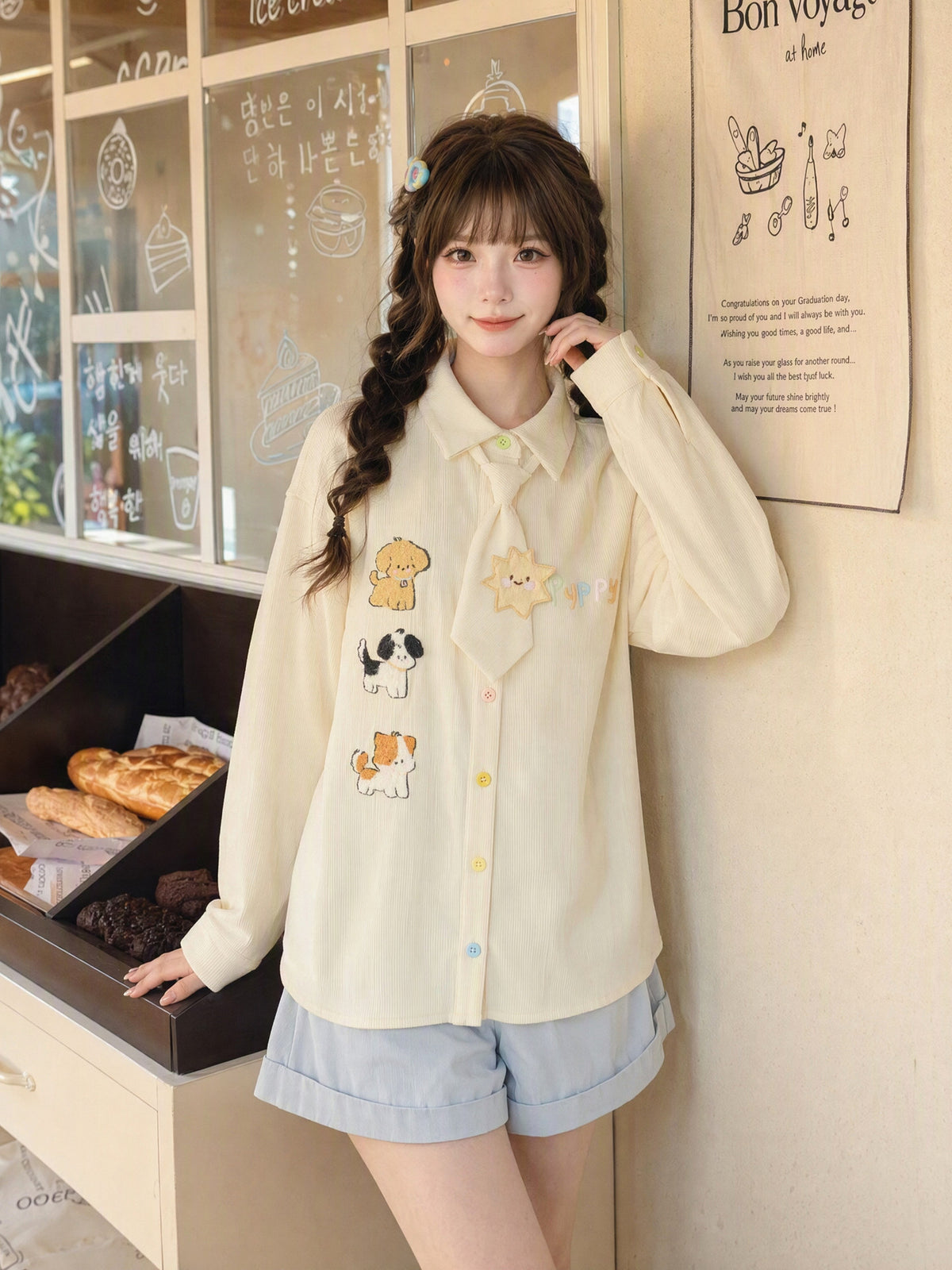 Puppy Parade Tie Shirt-Tops-ntbhshop