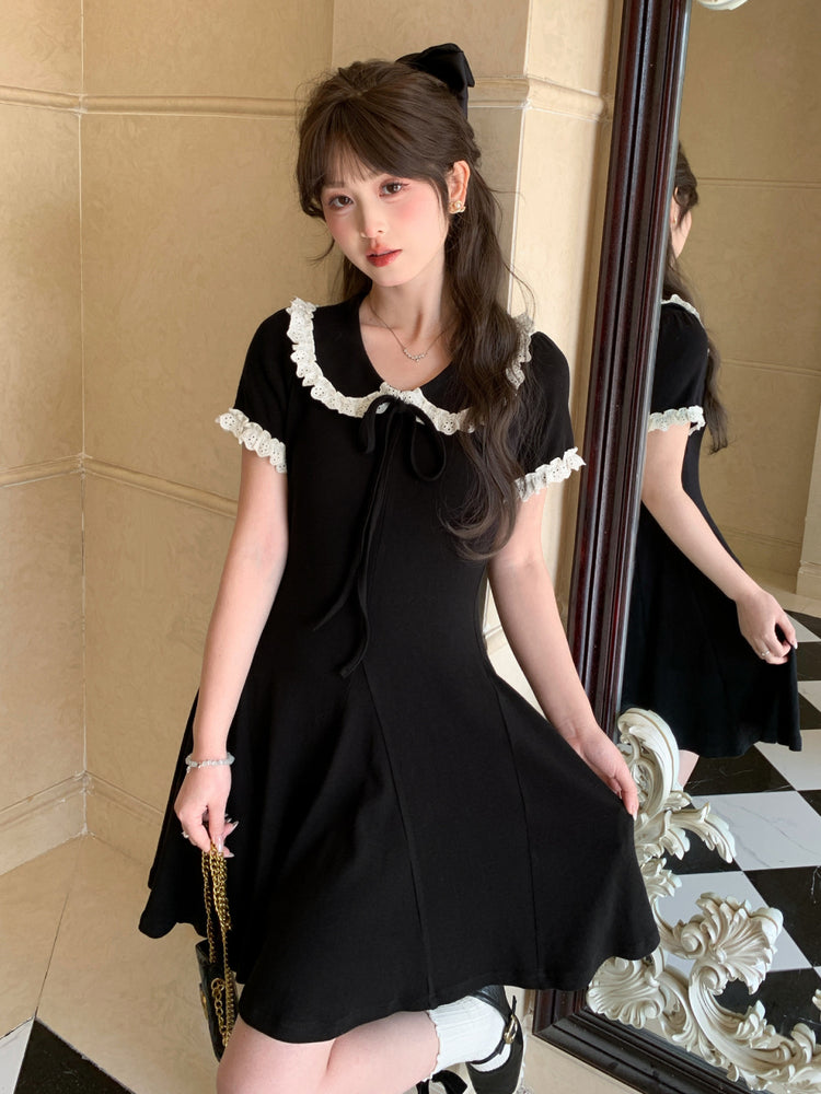 Midnight Lace Ribbon Dress-Dresses-ntbhshop