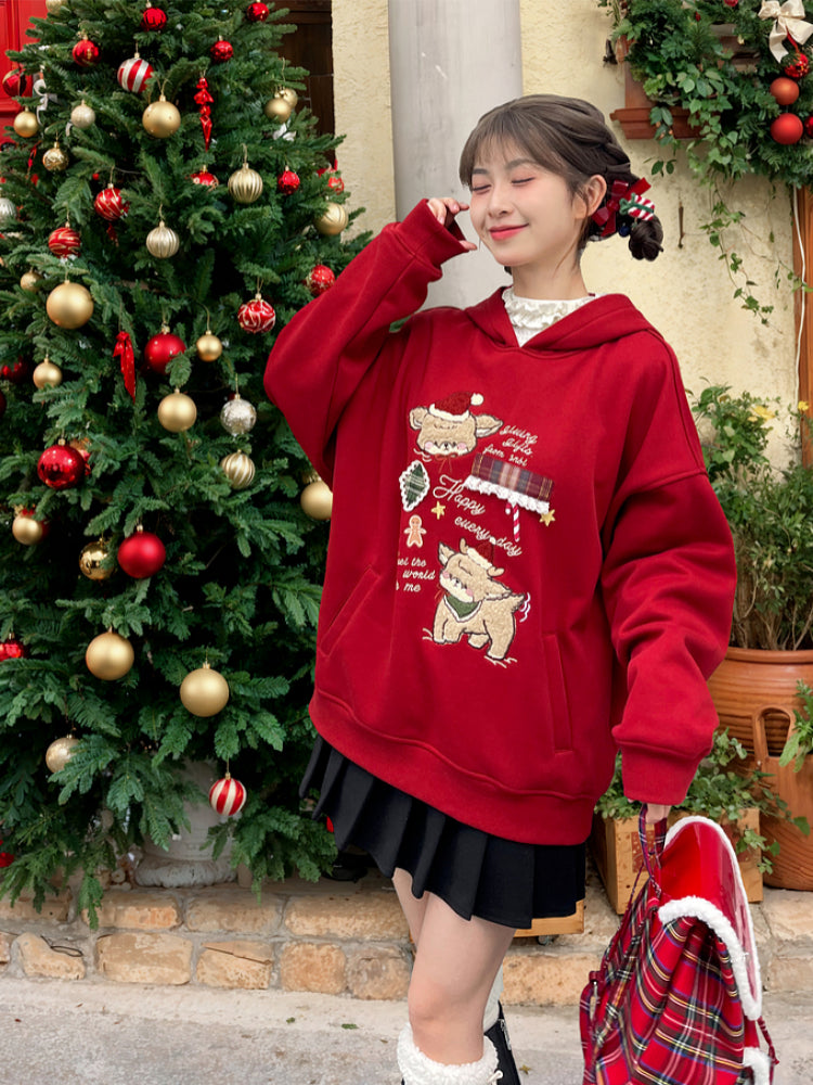 Happy Fawn Cute Christmas Fleece Hoodies-ntbhshop