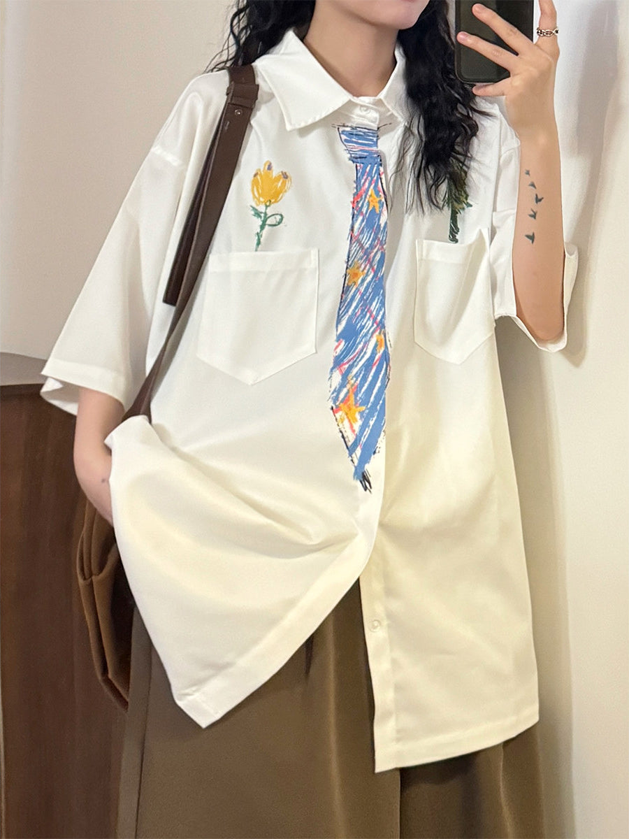 Midday Sketch Tie Shirts-Tops-ntbhshop